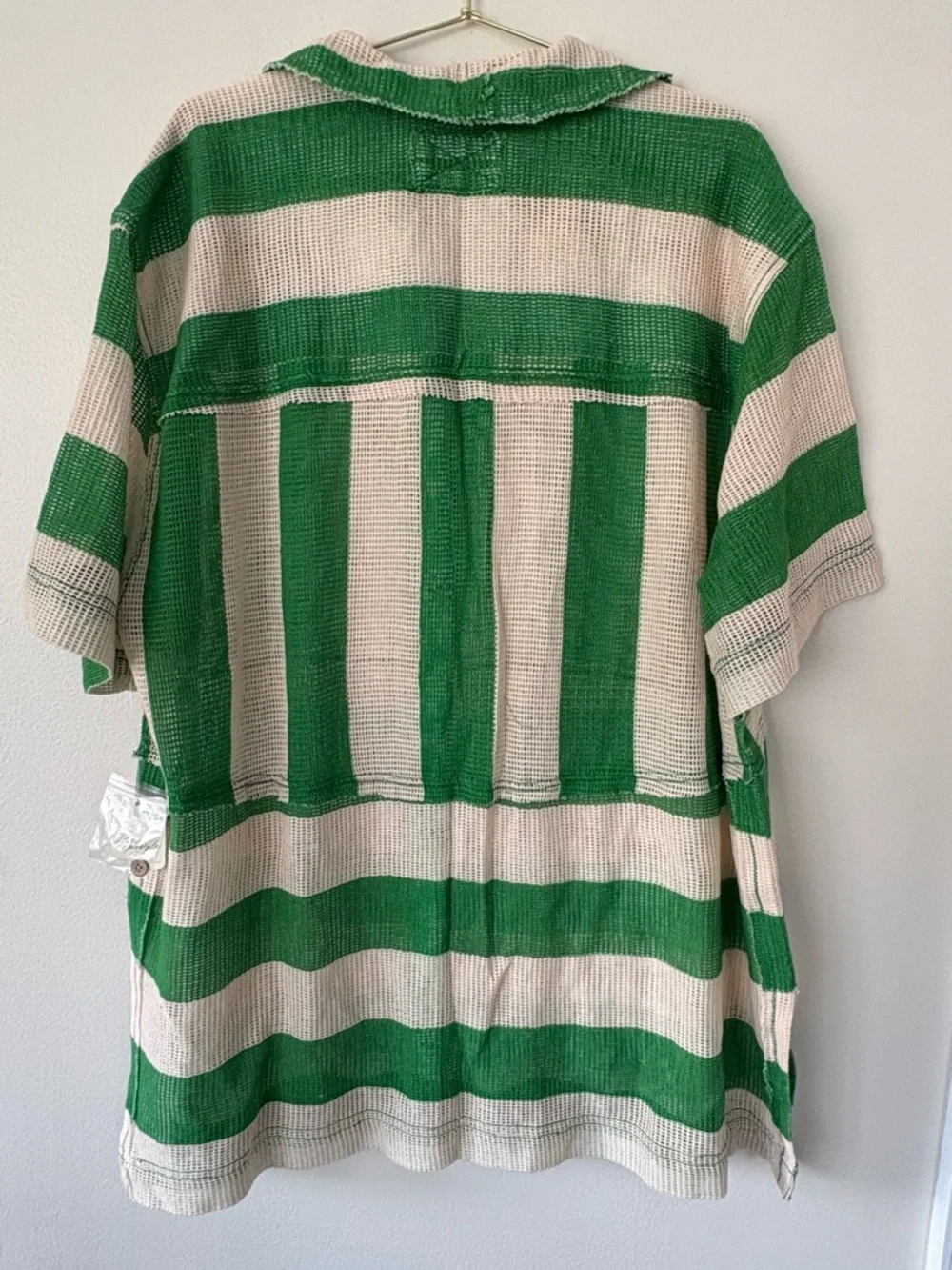 We The Free Striped Gauze Tunic Top XL Green Cream Oversized - Picture 5 of 5
